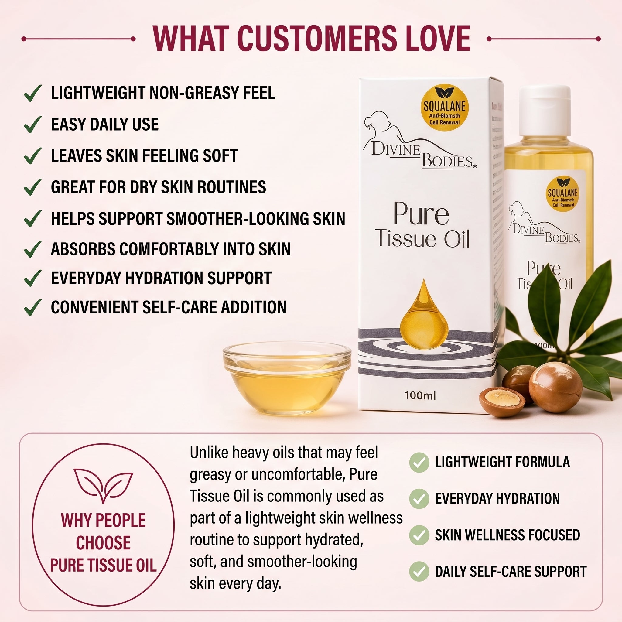 DIVINE BODIES PURE TISSUE OIL – Deep Skin Repair & Glow Support