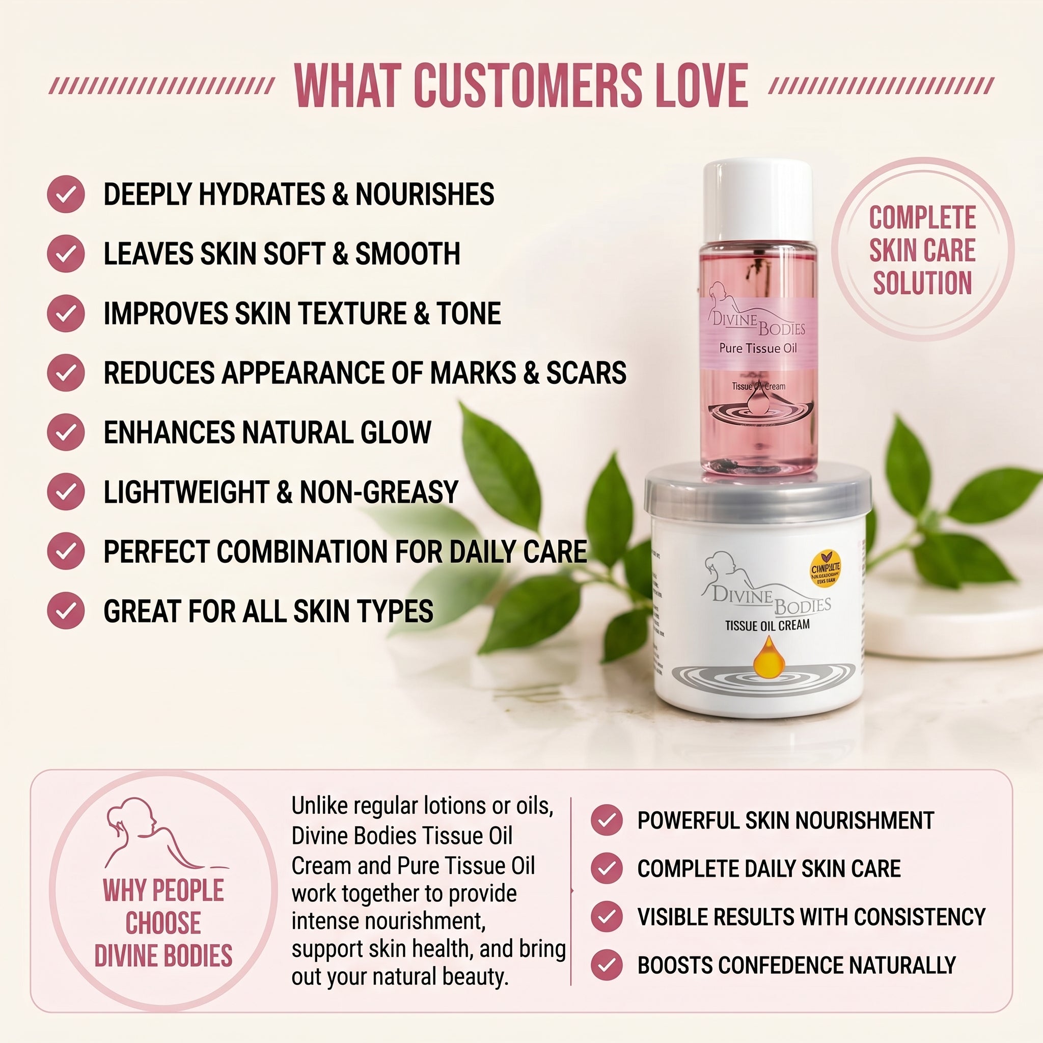 DIVINE BODIES Tissue Oil Cream + Pure Tissue Oil Combo