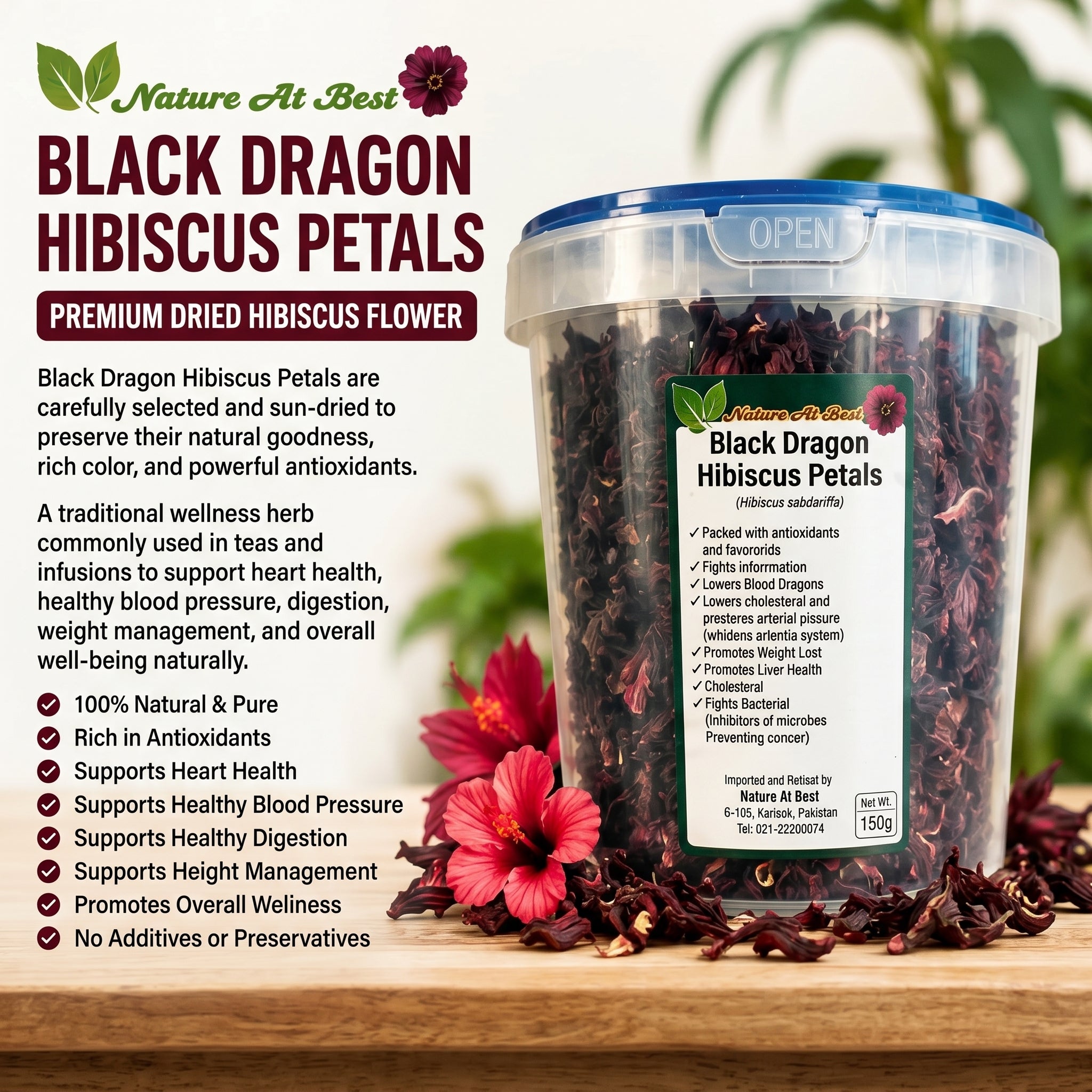 BLACK DRAGON HIBISCUS PETALS