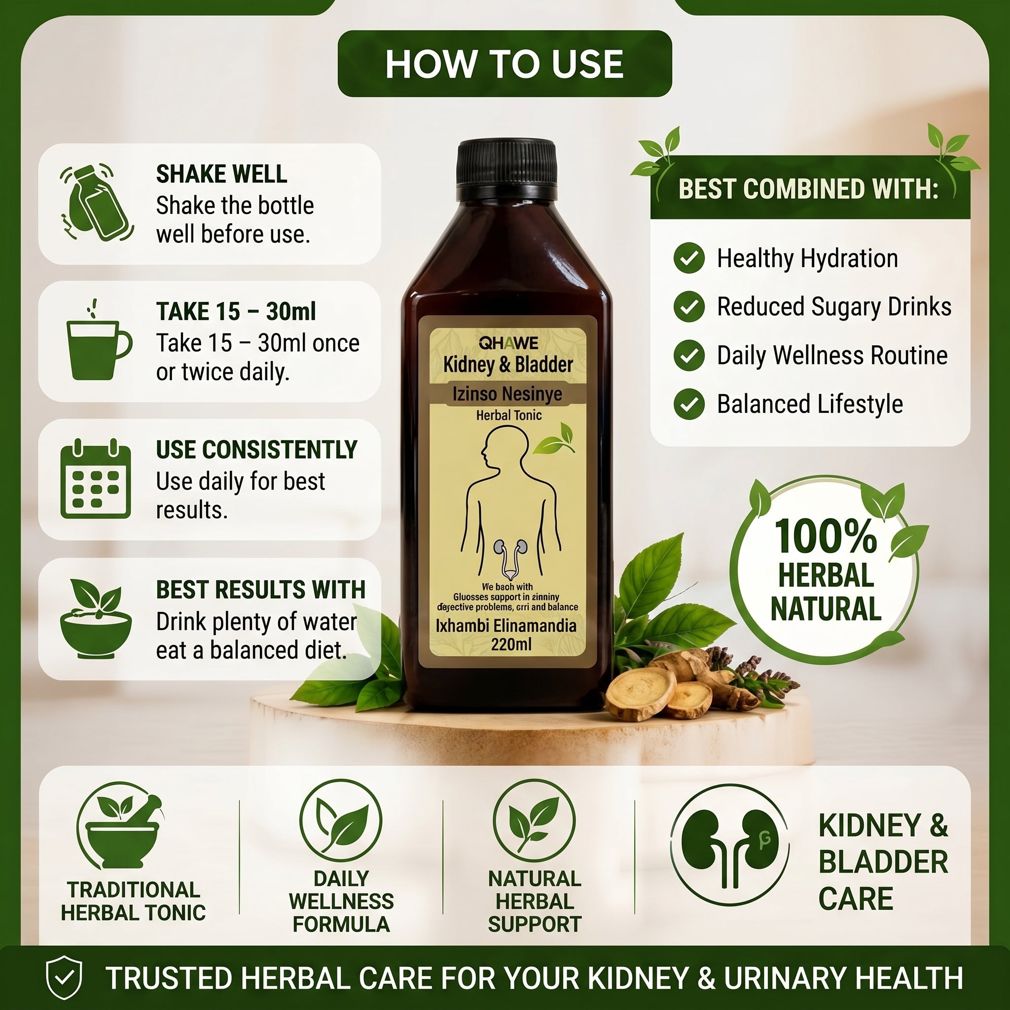 Qhawe Kidney & Bladder Herbal Tonic